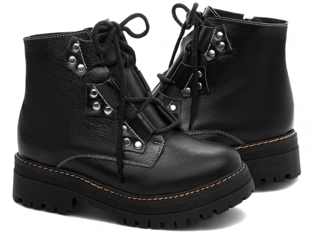 Bota Coturno Sola Tratorada Couro
