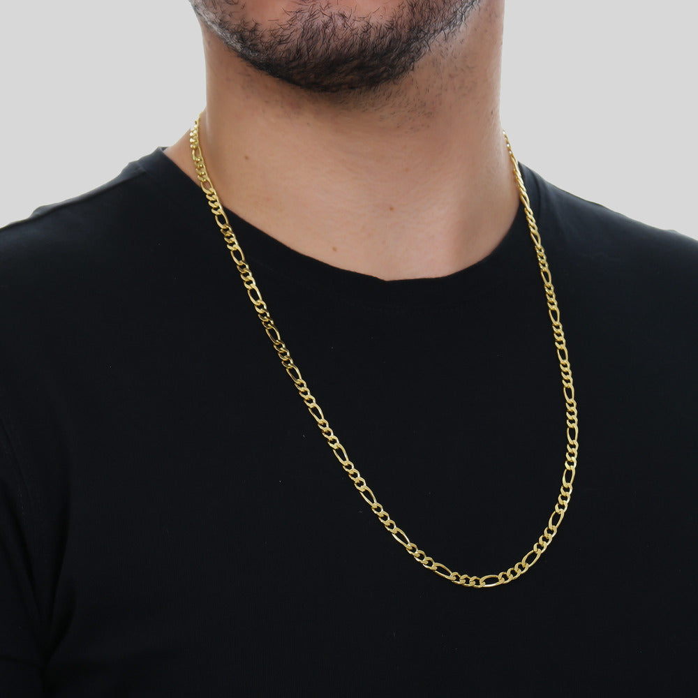 Corrente em Ouro 24K Masculina Elo 3 por 1 - 4mm