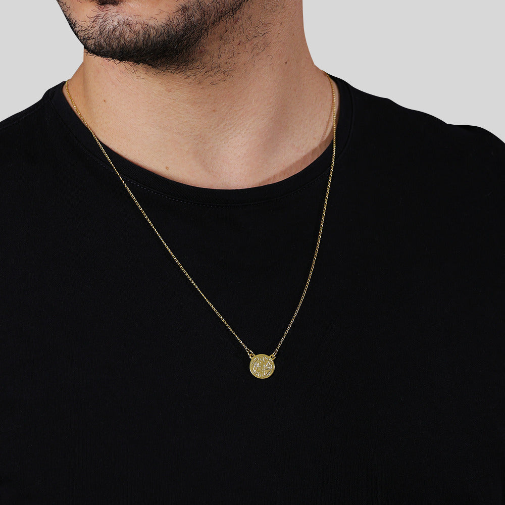 Escapulário Dourado Masculino Redondo São Jorge - Galeria