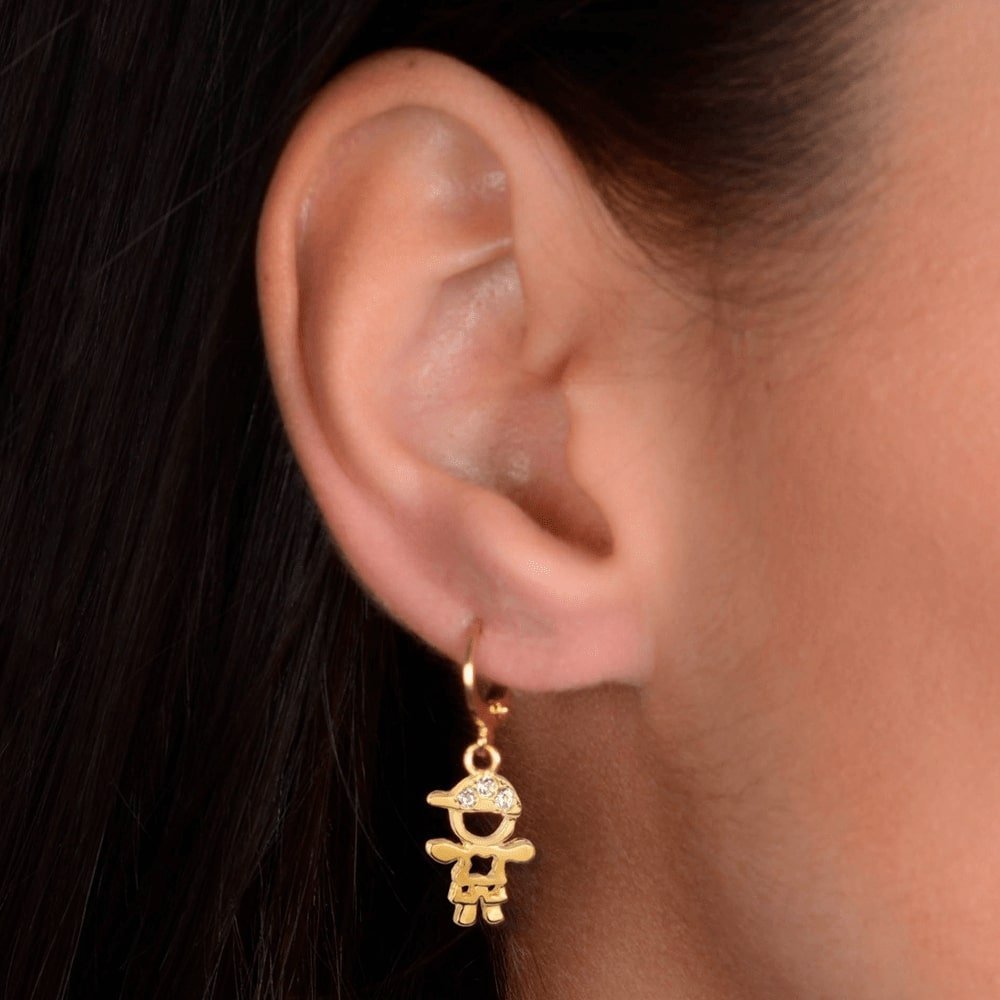 Brinco Dourado de Argolinha Filho Menino Pedras Zircônia - Galeria
