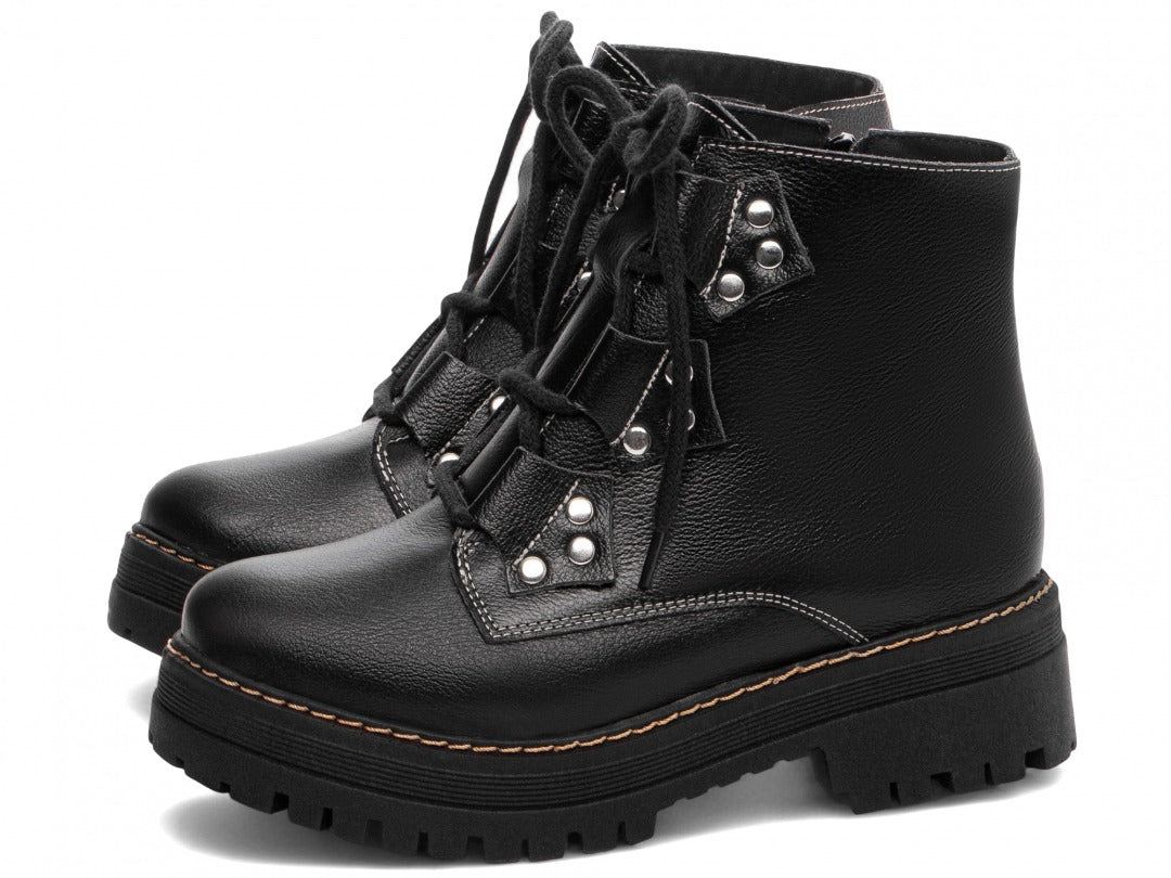 Bota Coturno Sola Tratorada Couro
