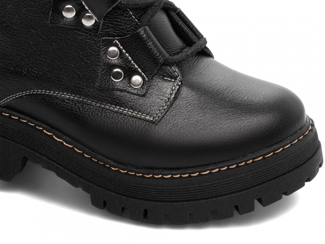 Bota Coturno Sola Tratorada Couro