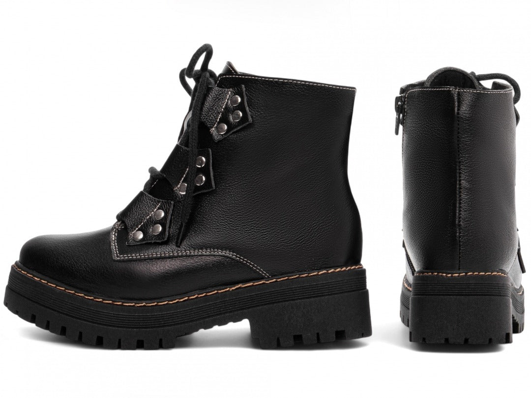 Bota Coturno Sola Tratorada Couro