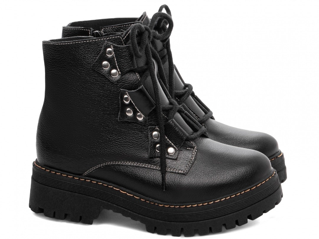 Bota Coturno Sola Tratorada Couro