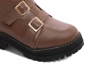 Bota Coturno Sola Tratorada Couro