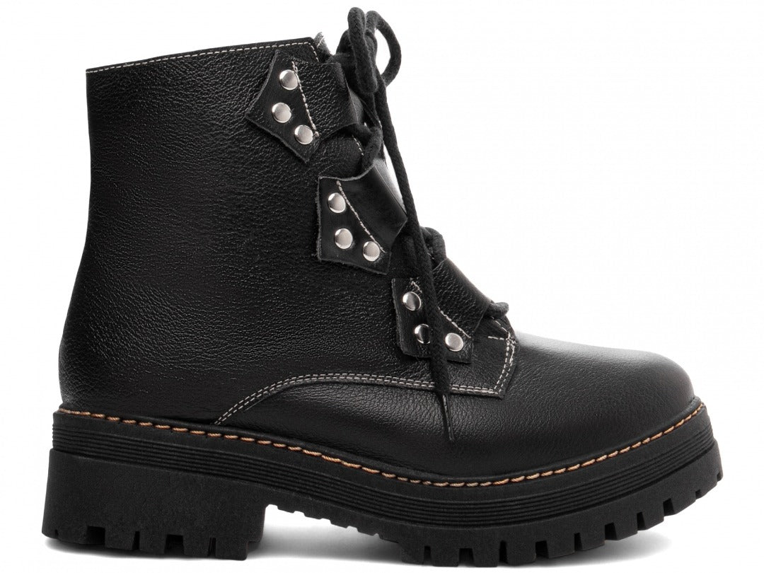 Bota Coturno Sola Tratorada Couro