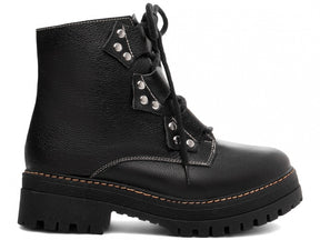 Bota Coturno Sola Tratorada Couro