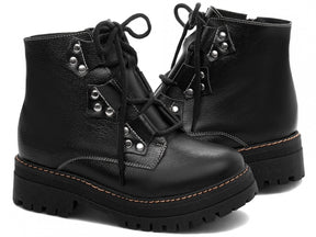 Bota Coturno Sola Tratorada Couro