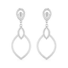 Brinco Prateado Luxo Gota de Gala