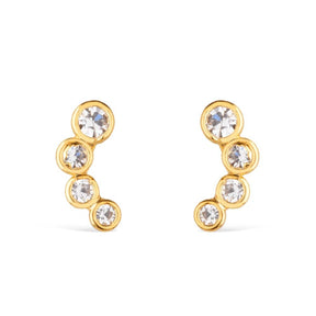 Brinco Dourado com 4 Pontos de Luz em Zircônia