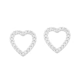 Brinco de Coração Cravejado de Zircônias em Prata 925