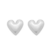 Brinco Prateado de Coração Liso