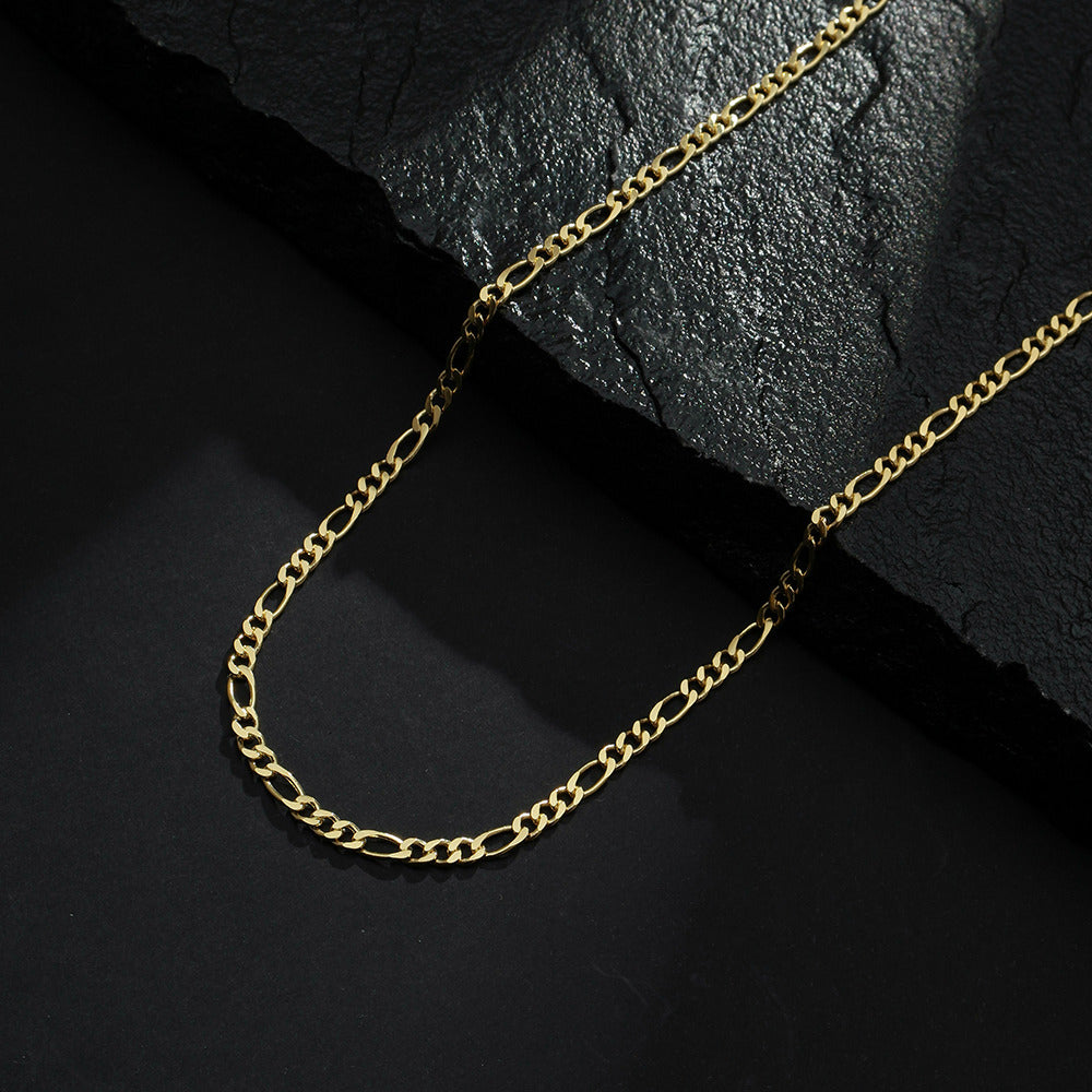 Corrente em Ouro 24K Masculina Elo 3 por 1 - 4mm