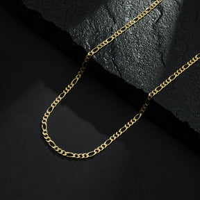 Corrente em Ouro 24K Masculina Elo 3 por 1 - 4mm