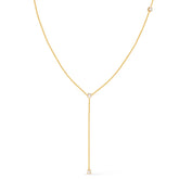 Colar Dourado Gravatinha com Pontos de Luz em Zircônia