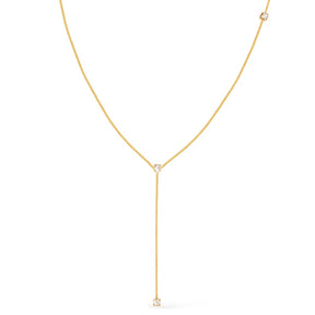 Colar Dourado Gravatinha com Pontos de Luz em Zircônia