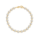 Pulseira Dourada de Pérolas e Bolinhas