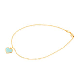 Tornozeleira Dourada De Coração Azul