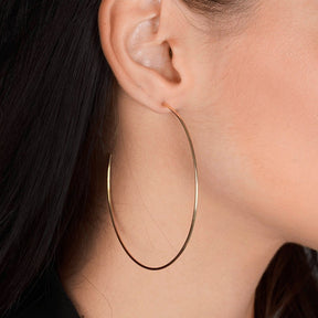 Brinco Dourado de Argola Fina Lisa Grande - Galeria