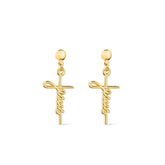 Brinco Dourado de Cruz com a palavra Jesus