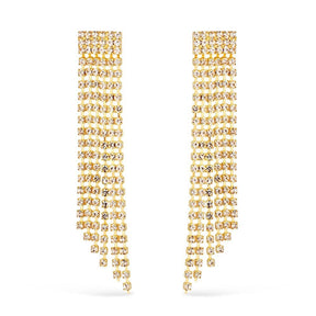 Brinco Dourado de Luxo com 123 Pedras de Strass