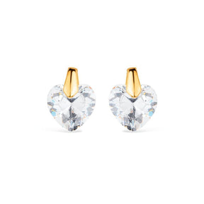 Brinco Dourado de Pedra Zircônia em formato de Coração
