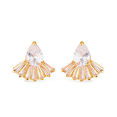 Brinco Dourado Gota e Coroa com 8 Pedras de Zircônia