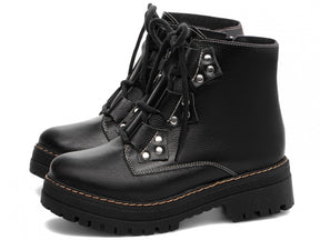 Bota Coturno Sola Tratorada Couro