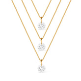 Colar Dourado Triplo 3 Pontos de Luz em Zircônia