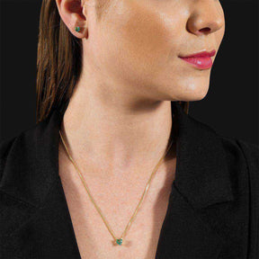 Conjunto Dourado de Coração Verde - Galeria