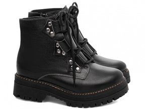 Bota Coturno Sola Tratorada Couro