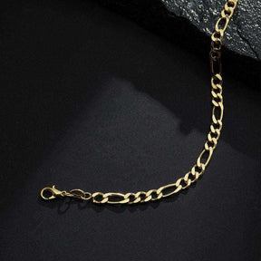 Pulseira em Ouro 24K Masculina Elo 3 por 1 - 5mm