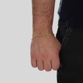 Pulseira em Ouro 24K Masculina Elo 3 por 1 - 5mm